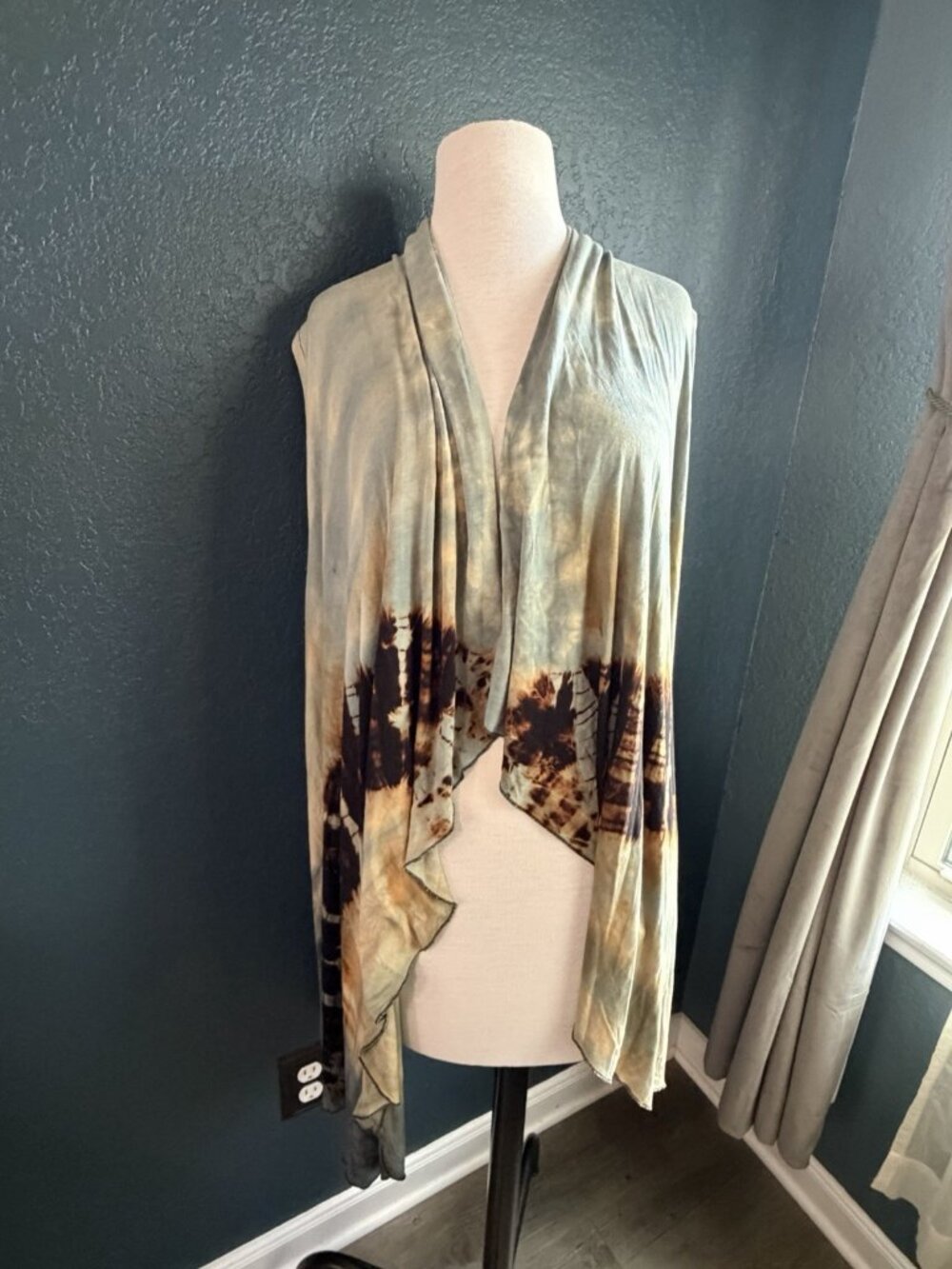 Art of Cloth Artofcloth Vest Cardigan Tie Dye Lagenlook Open Front USA Sz S M